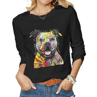 Colorful Baby Pit-Bull Terrier Lover Dad Mom Funny Kidding Women Graphic Long Sleeve T-shirt - Thegiftio UK