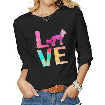 Colorful Chinese Crested Dog Mom Gifts Chinese Crested Women Graphic Long Sleeve T-shirt - Seseable