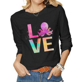 Colorful Octopus Mom Gifts Octopus Women Graphic Long Sleeve T-shirt - Seseable