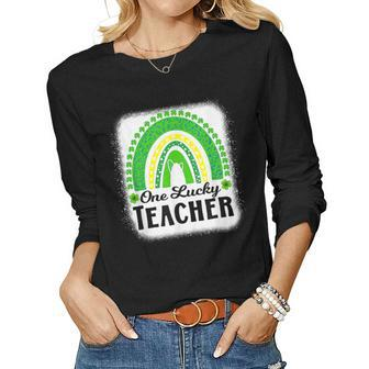 Cool One Lucky Teacher Rainbow St Patricks Day Women Graphic Long Sleeve T-shirt - Seseable