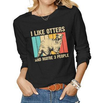 Cool Otter Design For Men Women Kids Vintage Sea Otter Lover Women Graphic Long Sleeve T-shirt - Seseable