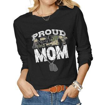 Cool Proud Army Mom Funny Mommies Military Camouflage Gift 3272 Women Graphic Long Sleeve T-shirt - Seseable