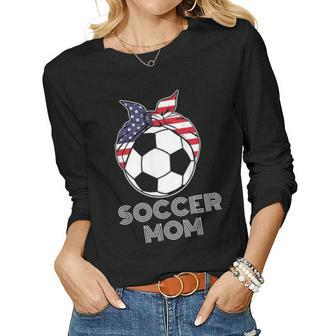 Cool Soccer Mom Jersey For Parents Of Womens Soccer Players Women Graphic Long Sleeve T-shirt - Seseable