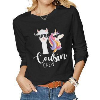 Cousin Crew Llama Unicorn Birthday Women Long Sleeve T-shirt | Mazezy