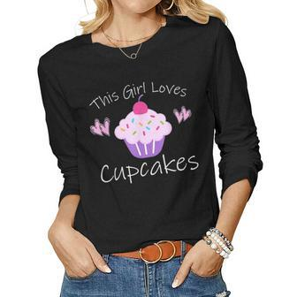 Cupcake Lover Gift Girls Women Mom Grandma Love Cooking Gift Women Graphic Long Sleeve T-shirt - Seseable