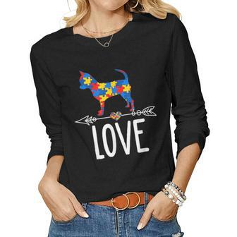 Cute Chihuahua Dog Autism Awareness Love Gifts Mom Dad Kids Women Graphic Long Sleeve T-shirt - Seseable