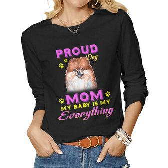 Cute Dogs Proud Dog Pomeranian Mom Women Long Sleeve T-shirt | Mazezy