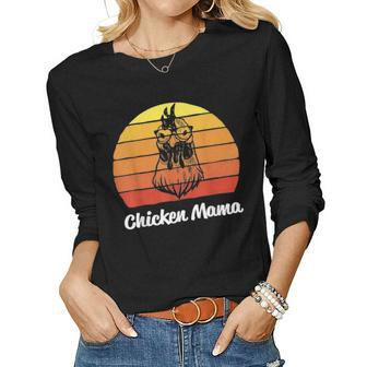 Cute Funny Mom Gifts Mothers Day Chicken Mama Chicken Lover Women Graphic Long Sleeve T-shirt - Seseable