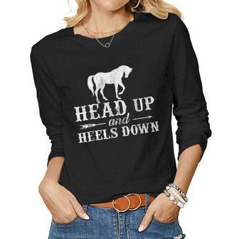 Cute Horse Riding Head Up Heels Down Rider Women Long Sleeve T-shirt | Mazezy