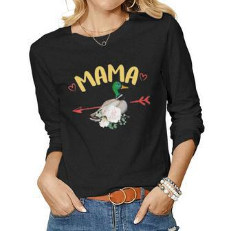 Cute Mama Bird Arrow Duck Mothers Day Floral Mom Gift Women Women Graphic Long Sleeve T-shirt - Seseable