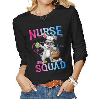 Cute Nurse Squad Easter Bunny Women Graphic Long Sleeve T-shirt - Seseable