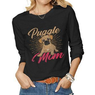 Cute Pet Animal Dog Lover Puggle Mom Mothers Day Puggle Women Graphic Long Sleeve T-shirt - Thegiftio UK