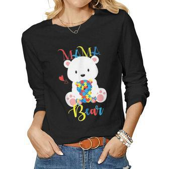 Cute Polar Bear Lovers Mama Bear Autism Mother Puzzle Baby Women Graphic Long Sleeve T-shirt - Seseable