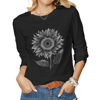 Cute Sunflower Graphic Vintage Top Graphic For Women Women Long Sleeve T-shirt | Mazezy