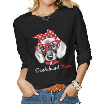 Dachshund Mom For Doxie Wiener Lovers Mothers Day Gift Women Graphic Long Sleeve T-shirt - Seseable
