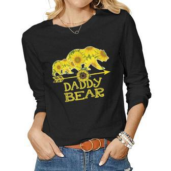 Daddy Bear Bear Sunflower Mother Father Gifts Women Graphic Long Sleeve T-shirt - Seseable