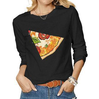 Daddy Pizza Missing A Slice His Kid Slice Boy Girl Mom Dad Women Graphic Long Sleeve T-shirt - Seseable