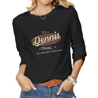 Dennis Last Name Dennis Family Name Crest Women Graphic Long Sleeve T-shirt - Seseable