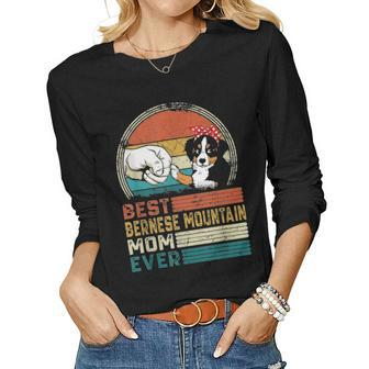 Distressed Best Bernese Mountain Mom Ever Mothers Day Gift Women Graphic Long Sleeve T-shirt - Seseable