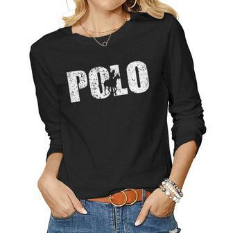 Distressed Look Horse Polo For Polo Players Women Long Sleeve T-shirt | Mazezy