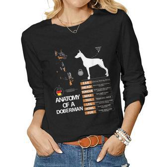 Doberman Dog Anatomy Mom Grandma Men Women Kids Gift Women Graphic Long Sleeve T-shirt - Seseable