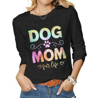 Dog Mom Fur Life Happy Mothers Day Best Dog Mom Ever Funny Women Graphic Long Sleeve T-shirt - Thegiftio UK
