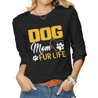 Dog Mom Fur Life Mothers Day Pet Owner Gift Wife Cute Women Women Graphic Long Sleeve T-shirt - Seseable