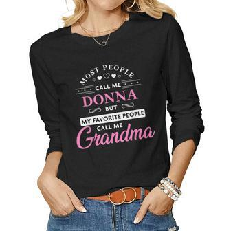 Donna Name Personalized Grandma Women Long Sleeve T-shirt | Mazezy
