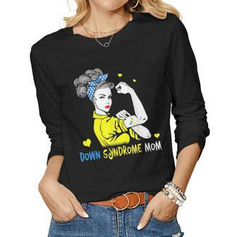 Down Syndrome Mom Strong Awareness Proud Mothers Day Gift Women Graphic Long Sleeve T-shirt - Seseable