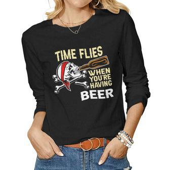 Drinking Bottle Fancy - Time Flies When Youre Having Beer Women Long Sleeve T-shirt | Mazezy