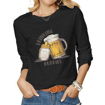 Drinking Buddies Dad And Baby Beer Matching Fist Father Women Long Sleeve T-shirt | Mazezy