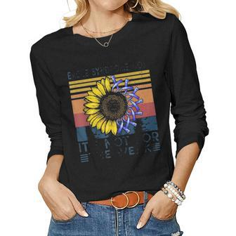 Eagle Syndrome Mom Sunflower Vintage Awareness Warrior Women Graphic Long Sleeve T-shirt - Seseable