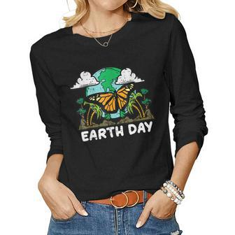 Earth Day Monarch Butterfly Cute Environment Men Women Kids Women Long Sleeve T-shirt | Mazezy AU