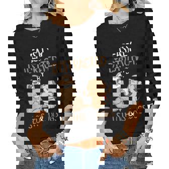 Easily Distracted By Sloths And Dogs Sloth Lover Women Long Sleeve T-shirt | Mazezy