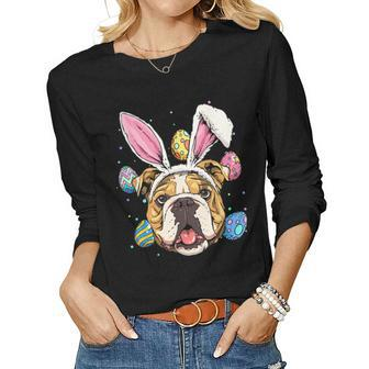 Easter Bunny American Bulldog Dog Kids Men Women Women Long Sleeve T-shirt | Mazezy