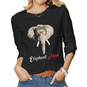 Elephant Mom Funny Hanging With Bandana Mama Gift Women Graphic Long Sleeve T-shirt - Seseable