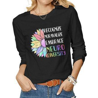 Embrace Neurodiversity - Rainbow Sunflower Adhd Autism Women Long Sleeve T-shirt | Mazezy