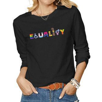Equality Human Rights Lgbt Pride Rainbow Flag Gay Lesbian Women Long Sleeve T-shirt | Mazezy