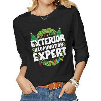 Exterior Ilumination Expert Funny Christmas Lights Engineer Women Graphic Long Sleeve T-shirt - Seseable