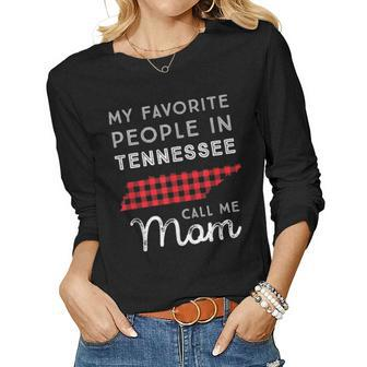 Family Matching Mom Mother Gift Red Buffalo Plaid Tennessee Women Graphic Long Sleeve T-shirt - Seseable