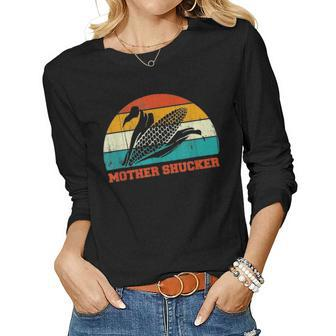 Farming Gift Mother Corn Shucker Vintage Gift For Farmer Women Graphic Long Sleeve T-shirt - Seseable