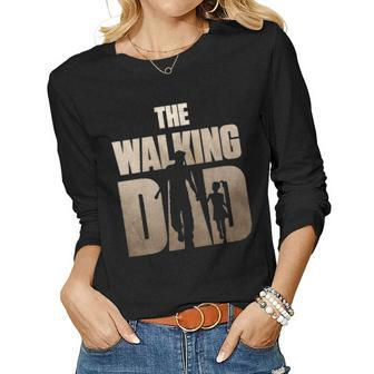 Father Daughter S The Walking Dad Funny Fathers Day Women Graphic Long Sleeve T-shirt - Seseable