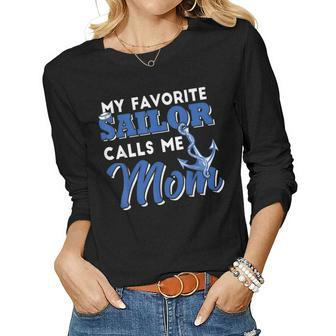My Favorite Sailor Calls Me Mom Women Long Sleeve T-shirt | Mazezy