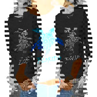 Florida Vacation Vintage Retro Sea Turtle Women Long Sleeve T-shirt | Mazezy