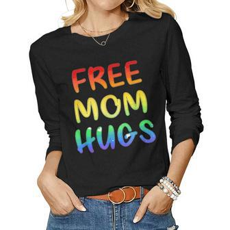Free Mom Hugs Free Mom Hugs Lgbt Kids Funny Women Graphic Long Sleeve T-shirt - Seseable