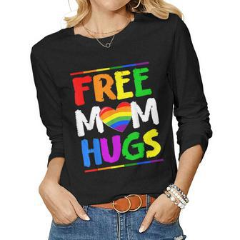 Free Mom Hugs Lgbt Lgbtq Pride Month Rainbow Mom Support Women Long Sleeve T-shirt | Mazezy