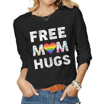 Free Mom Hugs Pride Lgbt Floral Women Graphic Long Sleeve T-shirt - Seseable