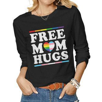 Free Mom Hugs Rainbow Heart Lgbt Pride Month Women Long Sleeve T-shirt | Mazezy
