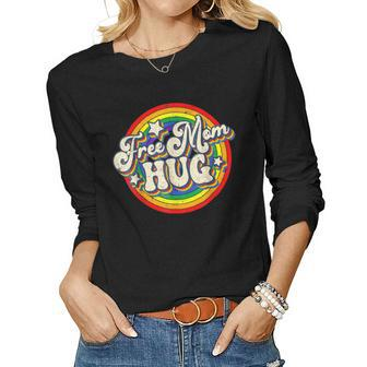 Free Mom Hugs Vintage Rainbow Lgbt Pride Month Women Long Sleeve T-shirt | Mazezy