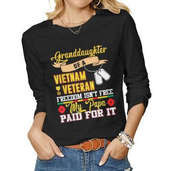 Freedom Isnt Free Proud Granddaughter Of A Vietnam Veteran Women Graphic Long Sleeve T-shirt - Seseable